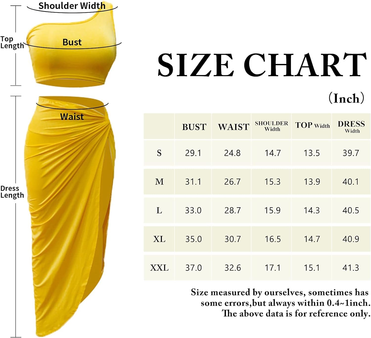 Bodycon Dress for Women Sexy One Shoulder Two Piece Outfits Slit Skirt